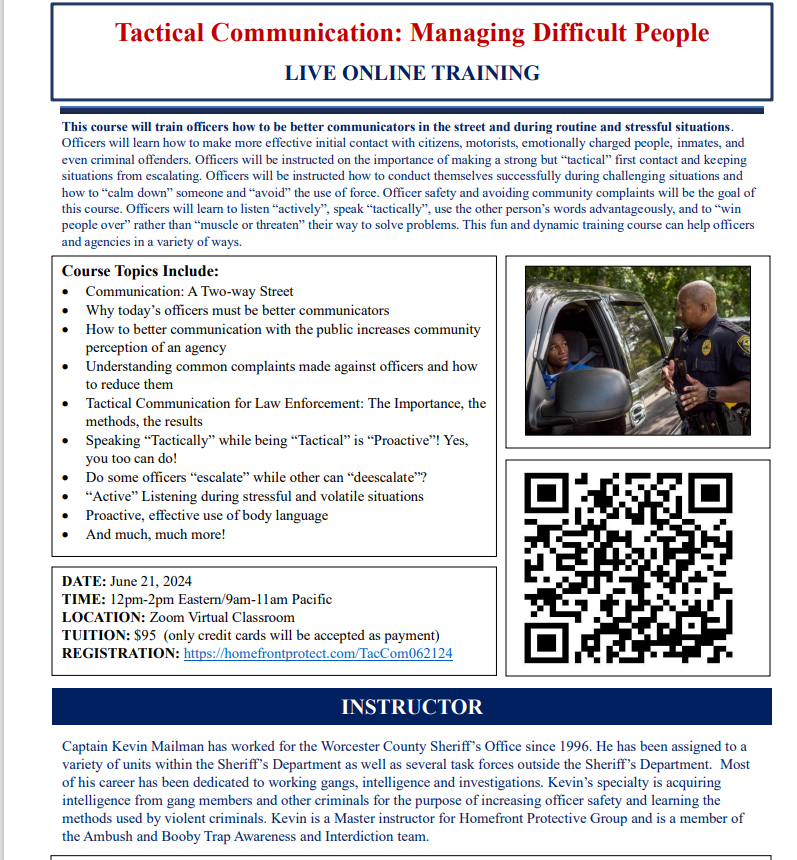 View the results of your law enforcement training class search